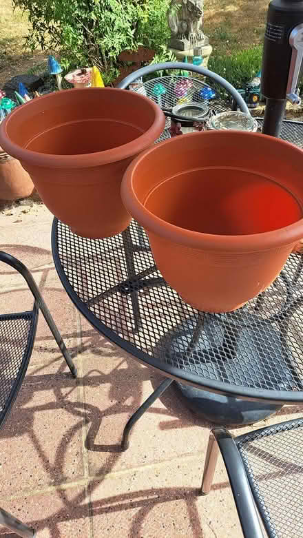 Photo of free X2 plastic flower pots (Littlehaven) #1