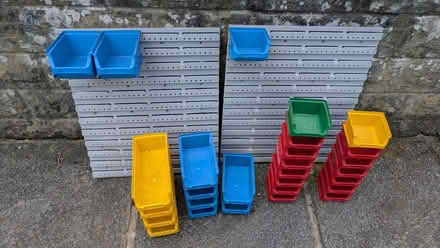 Photo of free Plastic Storage Bins with Wall Mounting Panels (Freehold LA1) #1