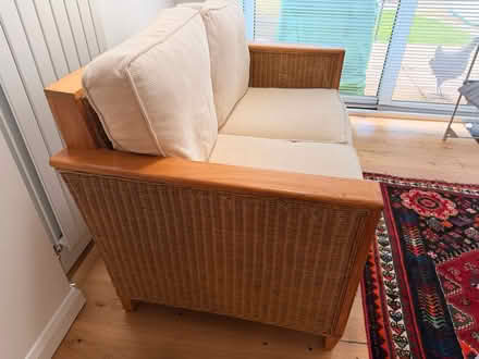 Photo of free 2 seater wicker and wood sofa (Anniesland, glasgow, G12) #2