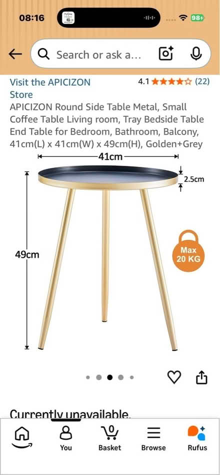 Photo of free Gold side table (Combe Down Bath BA2) #4