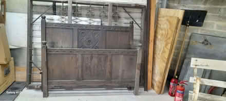 Photo of free Dark oak carved traditional bedstead (Pinfarthings GL5) #2