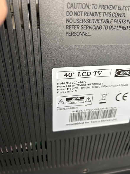 Photo of free 40inch tv - not smart (Currie EH14) #2