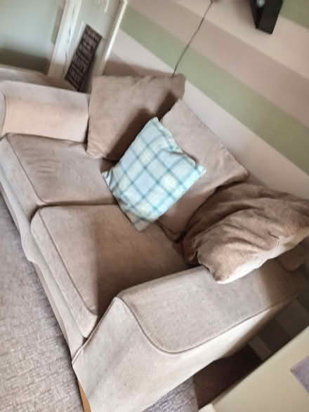 Photo of free Beige sofa & footstool (Spalding PE11) #2