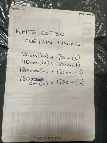 Photo of free Fabric: White cotton curtain lining (Bloomfield BA2) #2