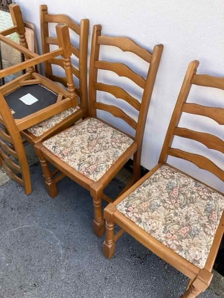 Photo of free 4 dining chairs with tapestry seat (Bolton le Sands LA5) #1