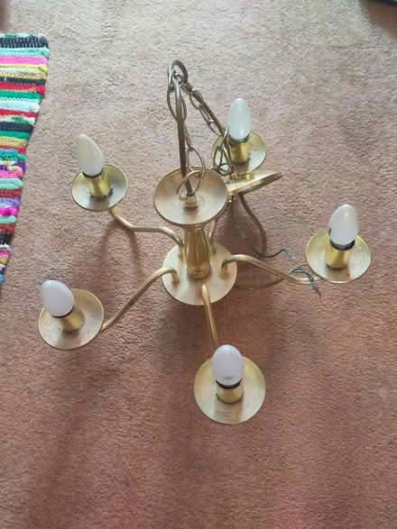 Photo of free Large brass pendant light chandelier (Dursley GL11) #1