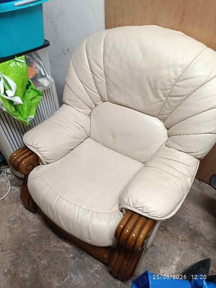 Photo of free Cream leather armchair (Warley B67) #1