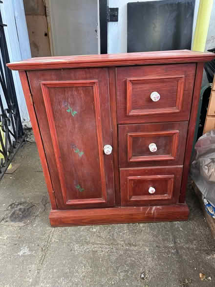 Photo of free Small wooden cabinet with cupboard & 3 drawers (islington N1) #1