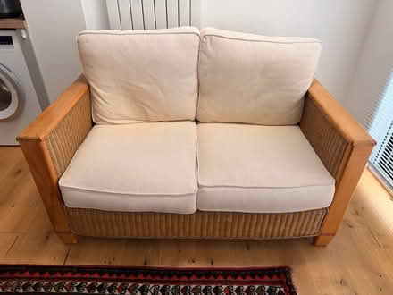 Photo of free 2 seater wicker and wood sofa (Anniesland, glasgow, G12) #1