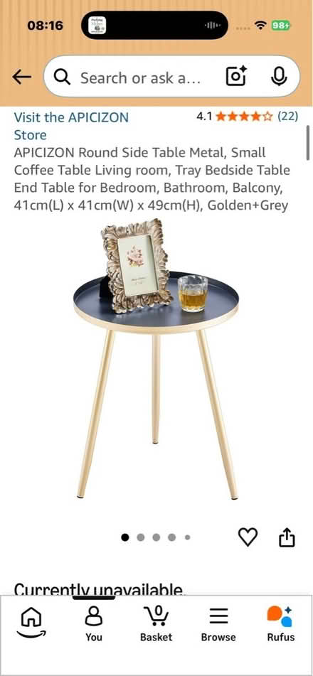 Photo of free Gold side table (Combe Down Bath BA2) #3