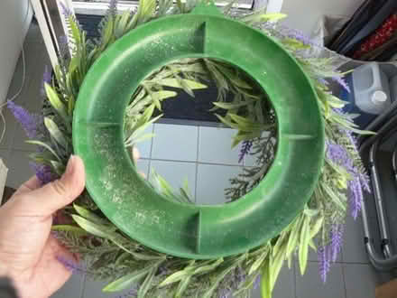 Photo of free Plastic faux lavender round wall-hanging wreath 9" wide (Kempsey WR5) #2