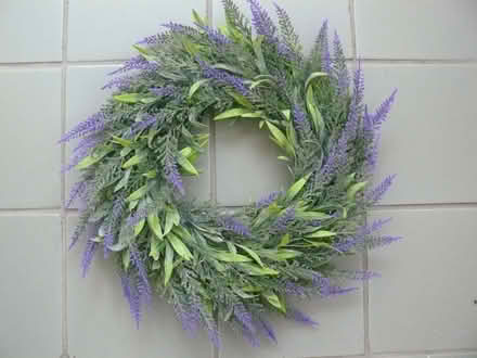 Photo of free Plastic faux lavender round wall-hanging wreath 9" wide (Kempsey WR5) #1