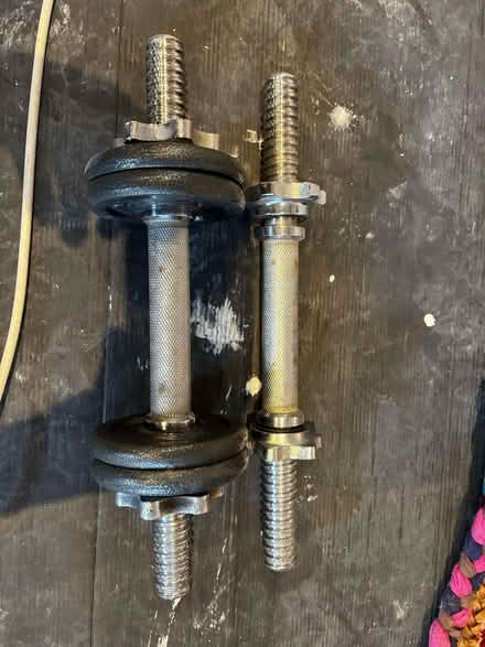 Photo of free Chrome dumbbells and weight plates (Lavender Hill SW11) #1