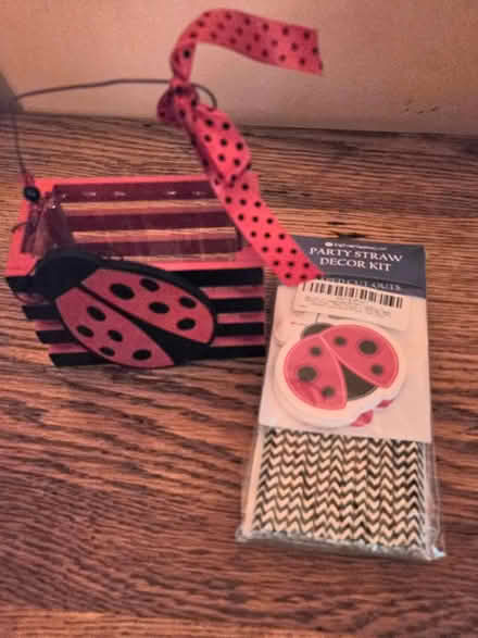 Photo of free lady bug basket and straws (Manville) #1