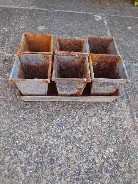 Photo of free Old zinc herb pots and tray (Caversham) #1