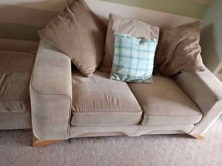 Photo of free Beige sofa & footstool (Spalding PE11) #1