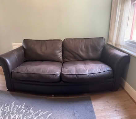 Photo of free Dark brown leather 2 seater sofa (Freemantle SO15) #1