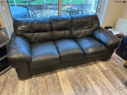 Photo of free 3 seat sofa black leather (Row Town KT15) #1