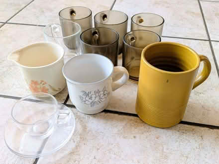 Photo of free assorted mugs, expresso cup and a small milk jug (Elham CT4) #1