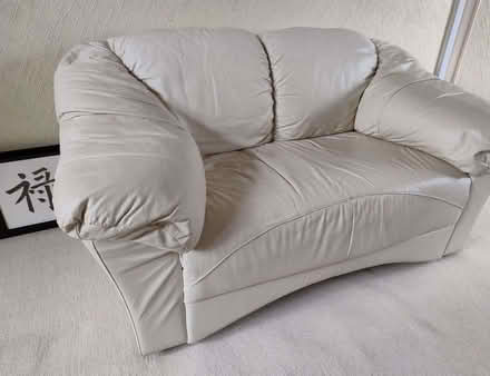 Photo of free Small old 2-seater leather sofa (Sefton L31) #1