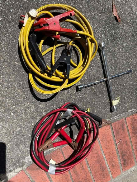 Photo of free Jumper cables and lug wrench (Above Remington Dog Park) #1