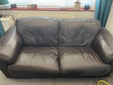 Photo of free Dark Brown Leather 3 seater sofa (Kings Langley WD4) #2