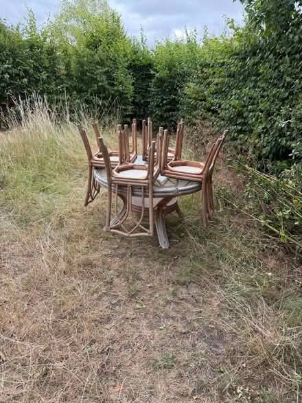 Photo of free Rattan Table with Glass Top and Four Chairs (Eckington WR10) #4