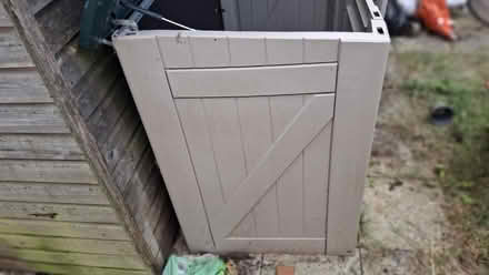 Photo of free Garden plastic storage cupboard with damage on 1 door (Blackwell RH19) #3