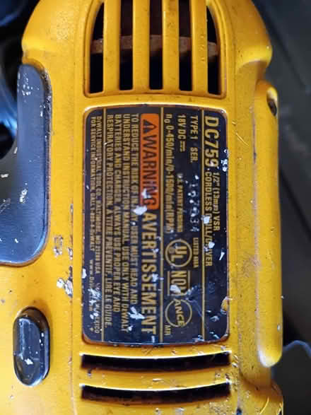Photo of free DeWalt DC759 Cordless Drill (Vacaville) #2