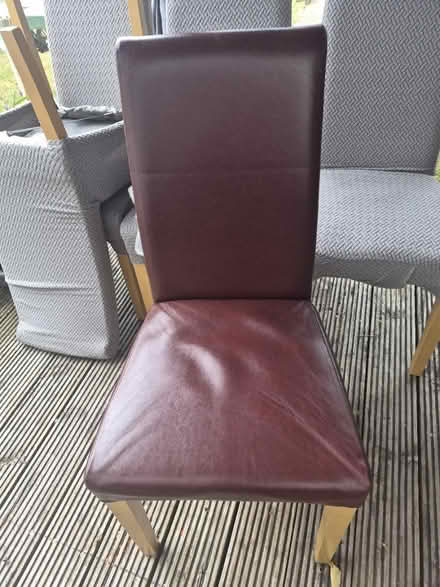Photo of free 5 ox blood red leather chairs (Lucan, Co. Dublin) #3