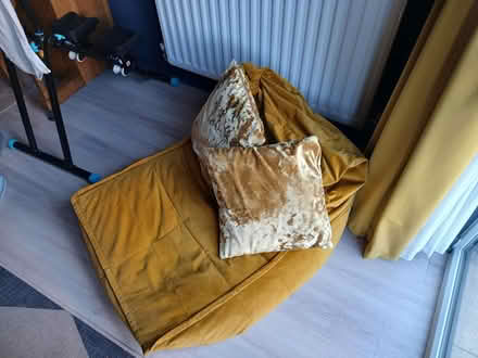 Photo of free Gold bean bag and cushions (Warley, Brentwood, CM13) #2
