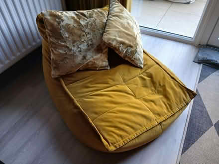 Photo of free Gold bean bag and cushions (Warley, Brentwood, CM13) #1
