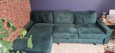 Photo of free Green lL shaped double sofa bed (Corsley BA12) #1