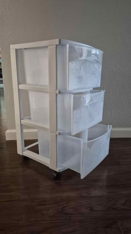 Photo of free 3-drawer plastic rolling storage (Pleasanton Meadows) #1