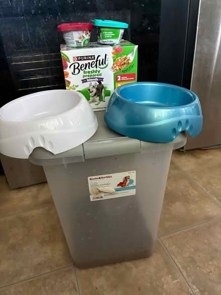 Photo of free Dog food, bowls and storage (Lakewood) #2