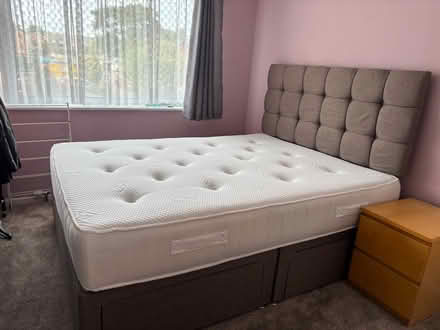 Photo of free King size 4 drawer divan bed, headboard and mattress. (Kempsey WR5) #2