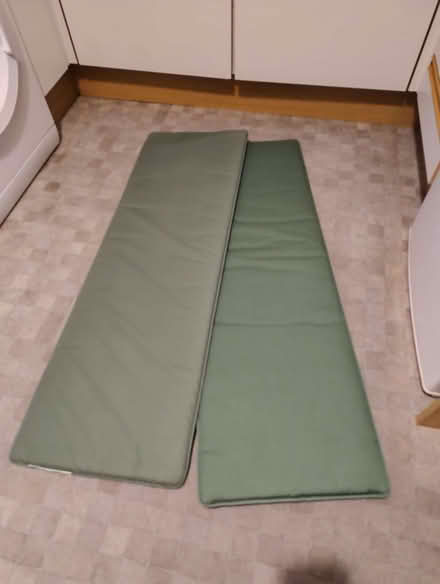 Photo of free Two Green Garden Bench cushions (Billericay CM12) #1