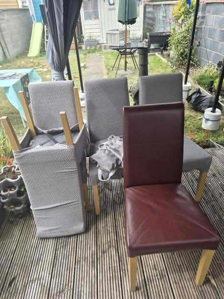 Photo of free 5 ox blood red leather chairs (Lucan, Co. Dublin) #1