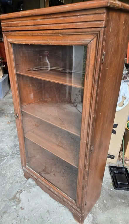 Photo of free Wooden Bookcase w/ Glass in door (River Road Merrimac) #2