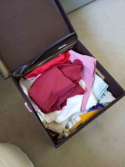 Photo of free Quantity of mixed fabric pieces in storage box (Puckeridge SG11) #1