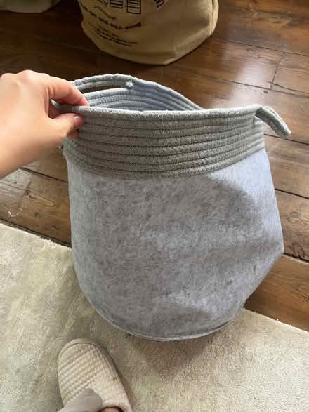 Photo of free Laundry basket + trench coat + cushion covers + Uniqlo top (Colney Hatch N10) #1