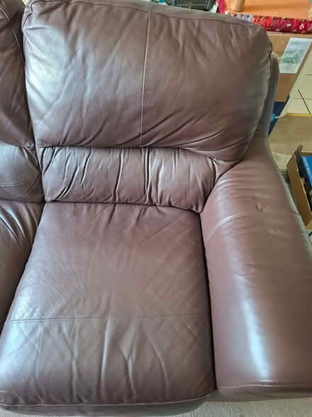 Photo of free Brown leather 2 seater sofa (Gornhay Cross EX16) #3
