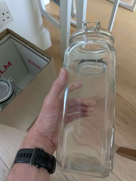 Photo of free 3 glass storage jars tall with lid (The Nurserylands TW12) #1