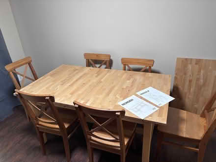 Photo of free IKEA wood table and 4 chairs (Lake Ridge area) #1