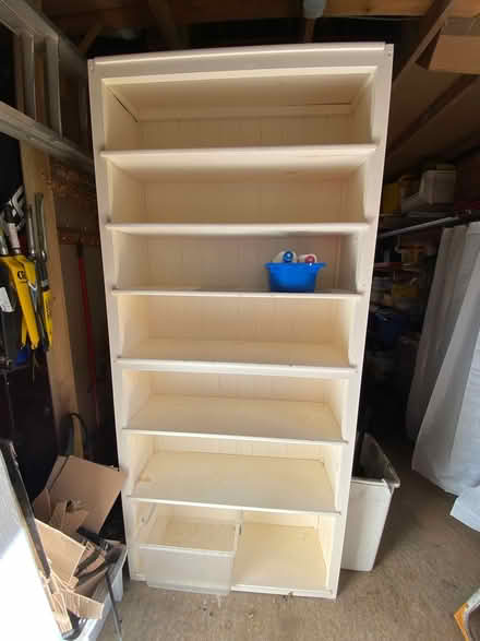 Photo of free White painted wood shelf unit. (Dereham NR20) #1