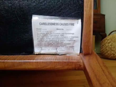 Photo of free Old Parker Knoll sofa, two armchairs and a footstool. (Kirkcaldy KY1) #3