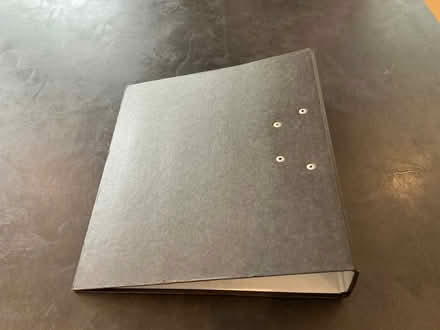 Photo of free A black lever-arch reinforced cardboard A4 file/binder (New Malden KT3) #3