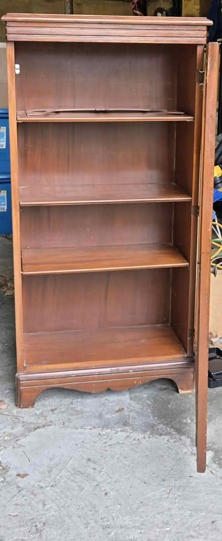 Photo of free Wooden Bookcase w/ Glass in door (River Road Merrimac) #1