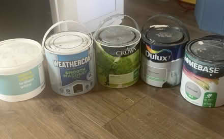 Photo of free 5 tins leftover paint (mostly full) (HA8 / Edgware) #1