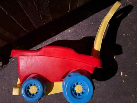Photo of free Red, Yellow, and Blue Toy Wagon (1075 Valencia Avenue) #1